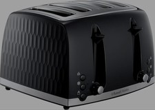 Russell Hobbs Honeycomb 4‑Slice Toaster Black 1500W Extra Wide Slots 