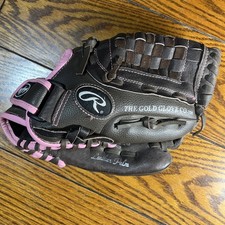 Rawlings WFP120 Fastpitch Leather Softball Glove 12" RHT Brown W/Pink Trim
