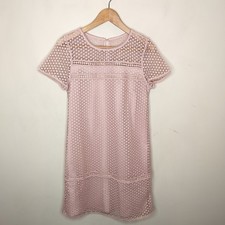Ann Taylor Pink Lace Dress Size 2 Women's Short Sleeve Shift