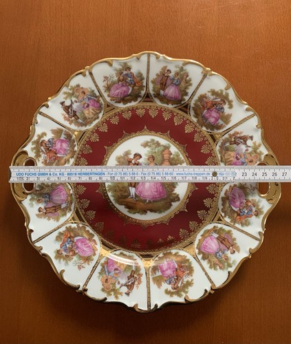 Porzellan Schale Bayreuth Bavaria Barock Motive Golddekor Liebespaar Top Zustand - Bild 3 von 3