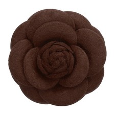 Vintage Camellia Flower Brooches Fabric Pins Corsage for Women Brown