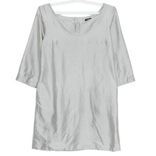 J Crew Dress 3/4 Sleeve Silk Minimalist Quiet Luxury Old Money Preppy Gray Sz XS