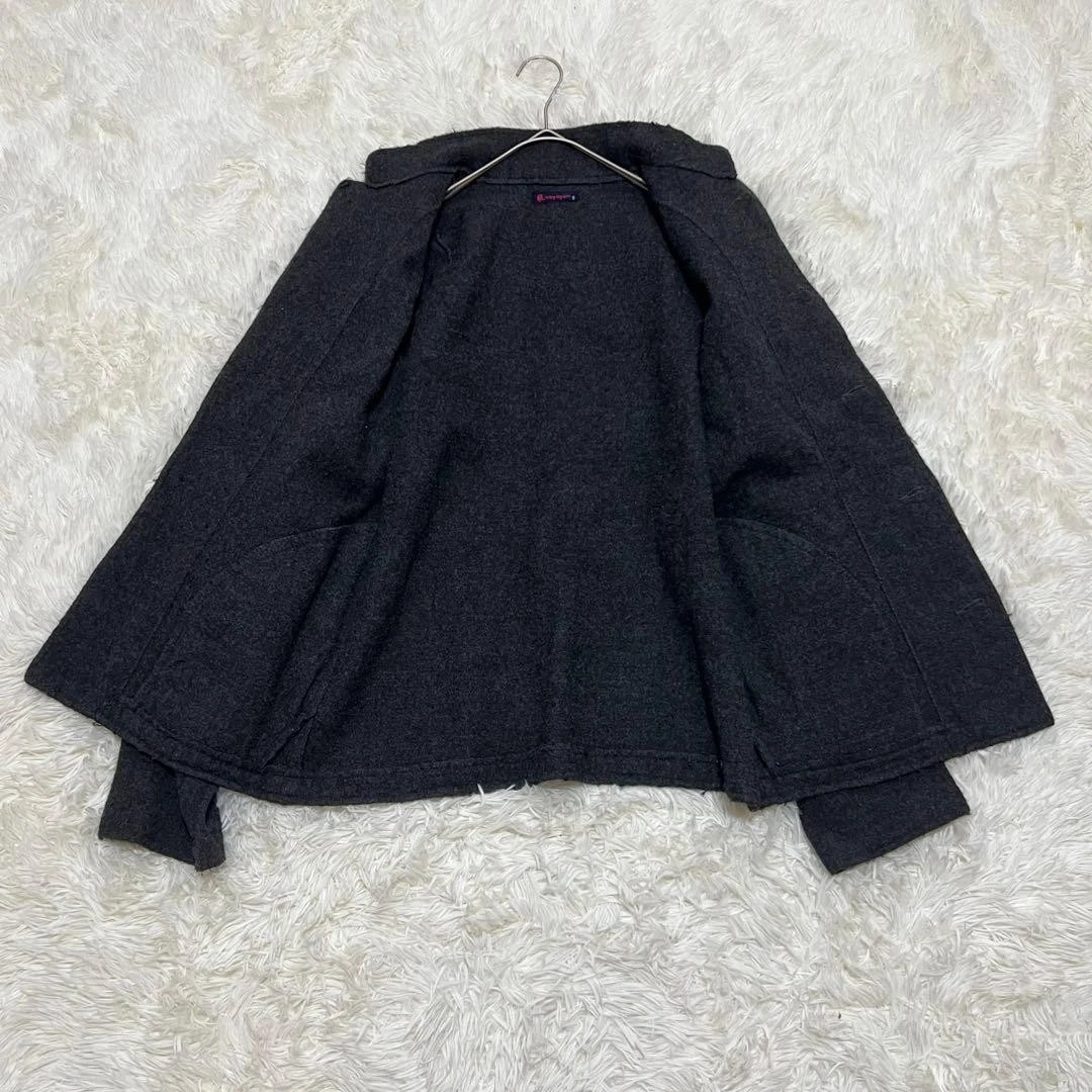 45rpm Charcoal Wool Mock Neck Collarless Jacket Embroidered Japan Size 3 image 15