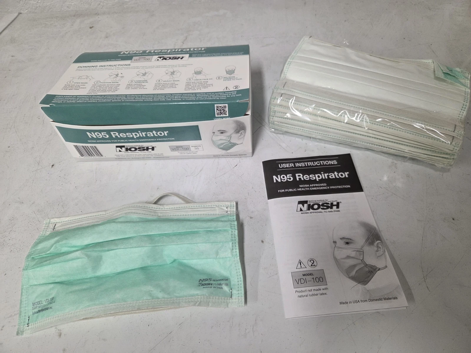 Lot Of 420 N95 DISPOSABLE MASKS Niosh Approved ✅ MADE IN USA By ViruDefense