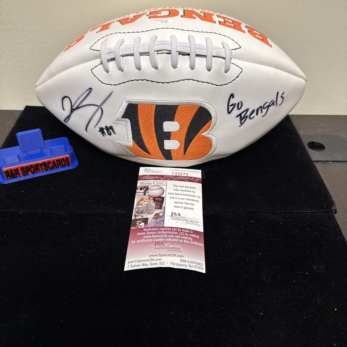 ［値下げしました！］NFL＊N.YJETS公認　マーク サンチェス サインボール Cincinnati Bengals Football Autographed By Pro Bowler Jermaine