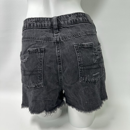 American Eagle Distressed Mom Shorts Black Denim Size 6 - Picture 2 of 11
