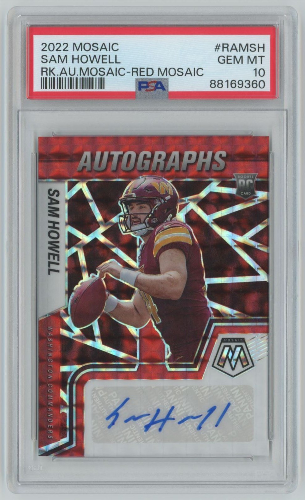 Sam Howell Panini Mosaic Rookie Autograph Mosaic #RAMSH Red Mosaic