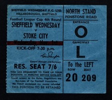 Sheffield Wednesday v Stoke City 1967-1968 League Cup Ticket 01/11/1967