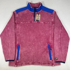 NWT Chubbies The Let Me Pink Blue 1/4 Zip Quilted Jacket Fleece Mens Large