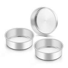 Round Cake Pan Tin Stainless Steel Small Baking Wedding Birthday 6 Inch 3 PCS