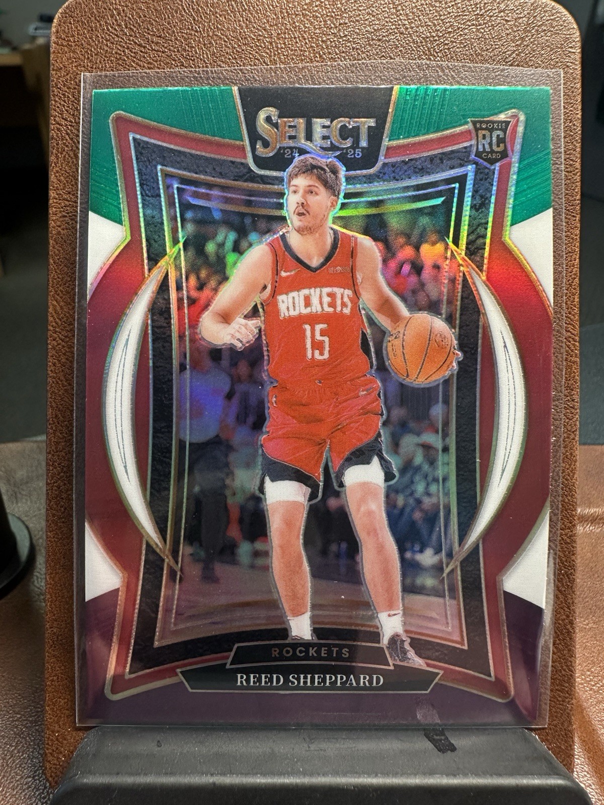 2024-25 Panini Select - Reed Sheppard #68 (RC) Green White Purple Prizm Rockets