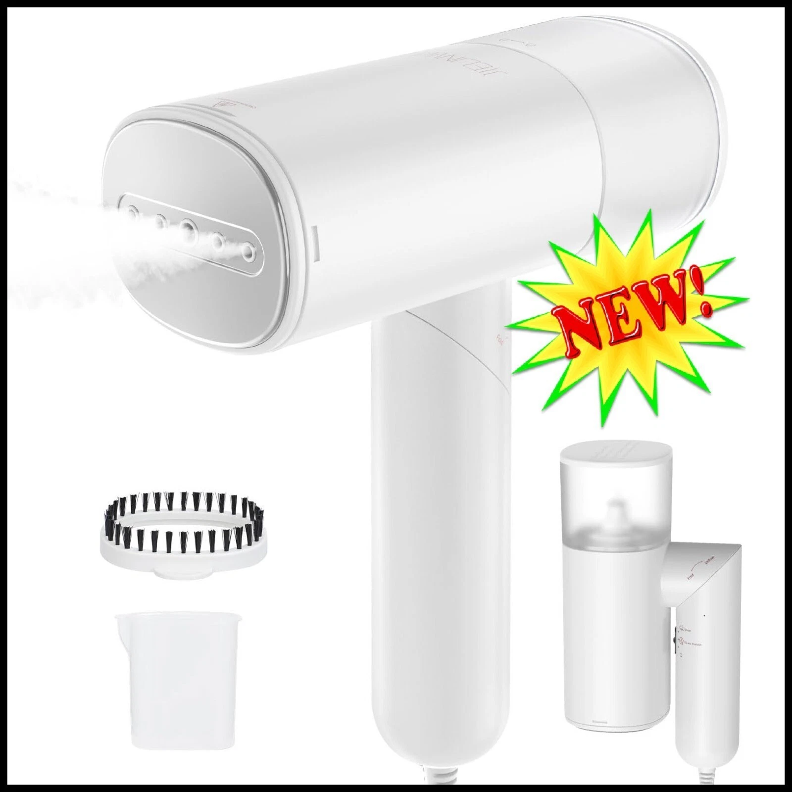 JIELINWEE Handheld Clothes Steamer 1200W Portable Travel Wrinkle Remover White N