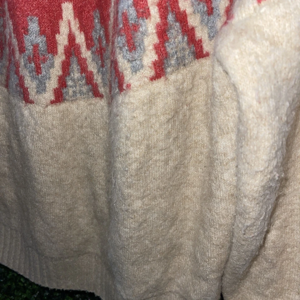 Suéter Lucky Brand Para Mujer Talla L Rosa Gris Crema Fair Isle Nordic LS Pullover  Foto 4 de 4