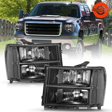 For 2007-2013 Gmc Sierra 1500 2500hd 3500hd Black Factory Headlights Lhrh 07-13