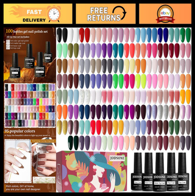 100 PCS Gel Nail Polish Kit - 5ml No Wipe Soak Off Base & Matte Glossy Top Coats