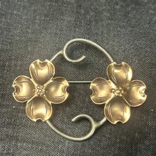 Vintage Stuart Nye Dogwood Flower Two-Tone Brooch Pin Copper & Sterling Silver