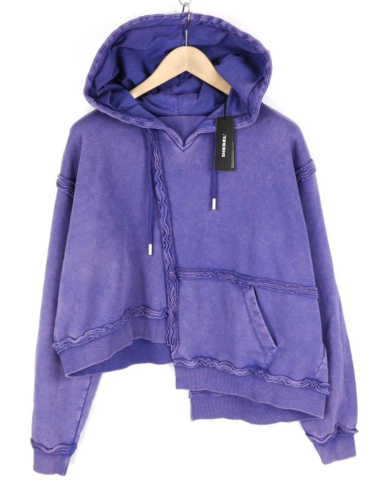 Sudadera con capucha para mujer DIESEL F-Mikky M azul lavada con capucha correa de bolsillo Asym PVP195 * Foto 2 de 4