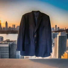 Jos. A. Bank Men's Blazer Size 45 Regular Navy Blue 100% Wool 2 Button Jacket 