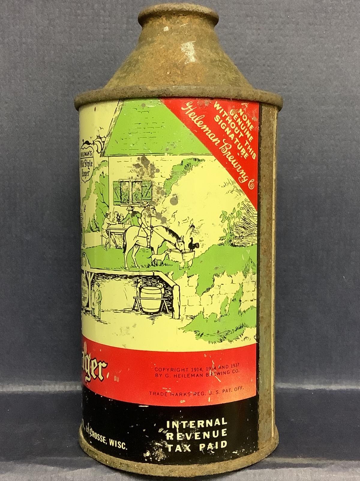 OLD STYLE LAGER “IRTP” BEER (G. HEILEMAN - LA CROSSE, WIS) Cone Top ...