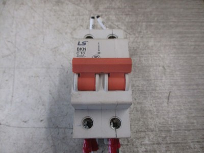 LS Circuit Breaker BKN C 10 400V 10A 2P *Chipped DIN Rail Mounts* Used