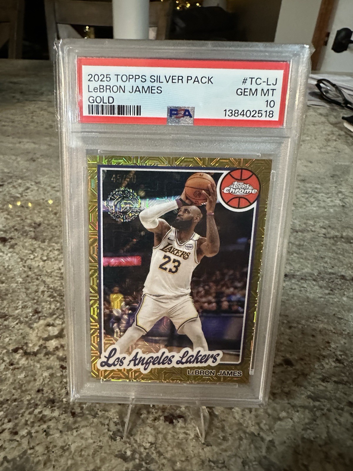 2025 Topps Silver Pack LeBron James GOLD PSA 10 45 Anniversary 45/50 POP 1 RARE