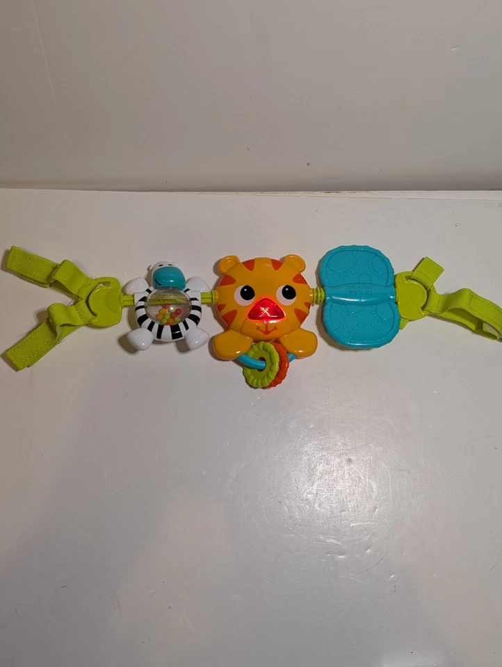 Bright Starts Take Along Tiger Zebra Asiento de Coche Portador Actividad Juguete Barra Ocupada Foto 2 de 4