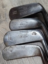 4 Antique Vintage Interesting Scottish Made Hickory Wood Shaft Golf Club Putters