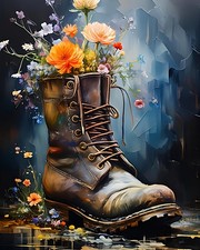 5DDIYART Boot Flowers Paint by Numbers for Adults Beginner, PB174-1