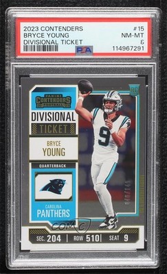 2023 Panini Contenders Divisional Ticket 46/149 Bryce Young PSA 8 Rookie RC ez6