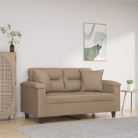 Vidaxl 2-Sitzer-Sofa Mit Zierkissen Cappuccino-Braun 120 Cm Kunstleder Neu