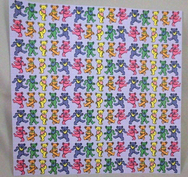 GRATEFUL DEAD DANCING BEAR BLOTTER 60S HIPPIE ART JERRY GARCIA Lavendar Purple