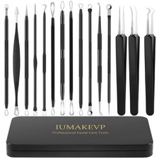 Pimple Popper Tool Kit 15 PCS Professional Stainless Steel Blackhead Remover ...