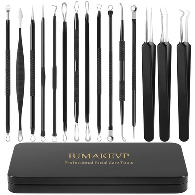 Pimple Popper Tool Kit 15 PCS Professional Stainless Steel Blackhead Remover ...