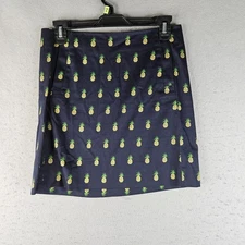 J Crew Pineapple Skirt Womens 00 Blue Fruit Print Stretch Basic Fun Lightweight