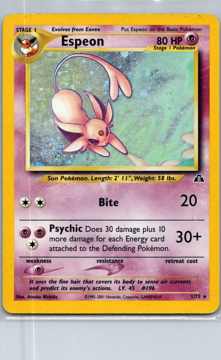 Pokemon TCG Espeon 1/75 Neo Discovery Holo HP