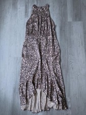 Good American Animal Print Ruffle Hi-Low Halter Sleeveless Midi Dress Size 4