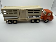 Vintage Tonka Livestock Semi Truck  Trailer w/ Hitch Dolly Horse Hauler