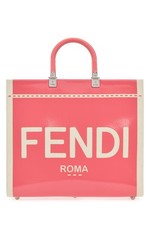 FENDI Sunshine Two-Tone Medium Red Canvas Shopper Bag New  Authentic