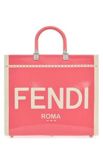 FENDI Sunshine Two-Tone Medium Red Canvas Shopper Bag New & Authentic