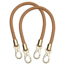 2Pcs 50cm/19.7" Braided Leather Purse Replacement Strap for Handbag Coffee