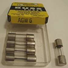 NOS LOT 5 AGW-6 AGW6 BUSS BUSSMANN BUSSMAN FUSES  