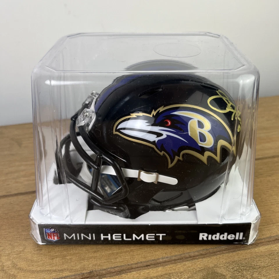 Minicasco Joe Flacco ED REED Baltimore Ravens Riddell certificado de autenticidad firmado por la NFL Foto 3 de 4