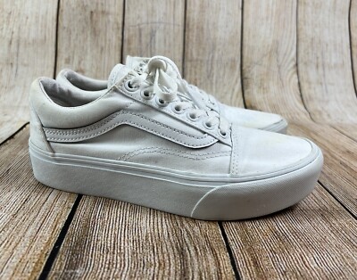 Vans Classic Lace Up White Platform Shoes Women Size Men