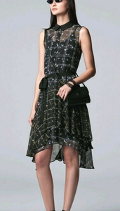 black ruffle shirt dress