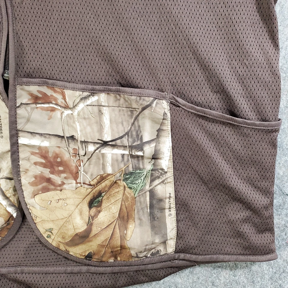 Walls Hunting Vest Men Medium Large Brown Camo Mesh Full Zip Back Pocket Quilted - Image 3 of 4