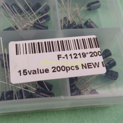 15value 200pcs NEW Electrolytic Capacitor Assortment Box Kit