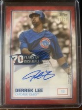 2021 Topps Series 2 70 Years Base Auto #70YA-DL Derrek Lee Red 6/25 Cubs