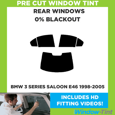 For BMW 3 Series 4-door Berlina E46 98-05 Pre Cut Window Tint 0% Blackout Film