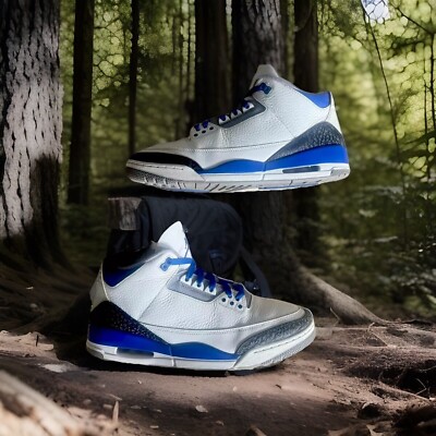 Jordan 3ホワイト/グレー/ブルー スニーカー NIKE AIR JORDAN 3 III RETRO WHITE/RACER-BLUE/BLACK CEMENT GREY