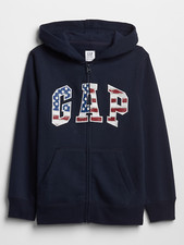 Kids Gap Boy's L Navy Blue Long Sleeve Logo Zip Fleece Hoodie Galaxy New